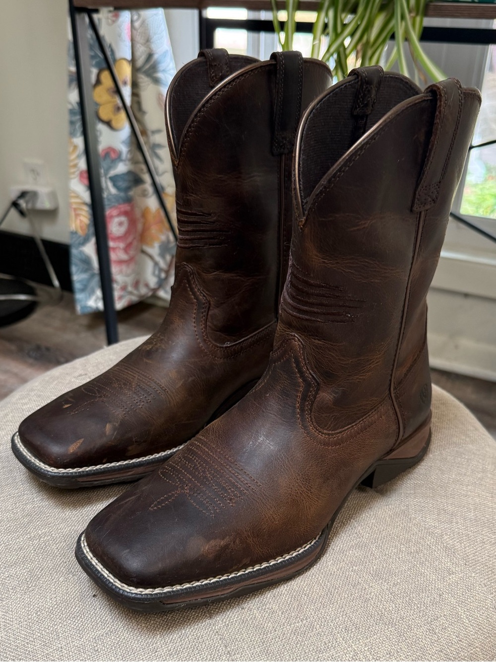 ARIAT Anthem Patriot Waterproof Western Boot 6US 37.5EU Youth Distressed Brown